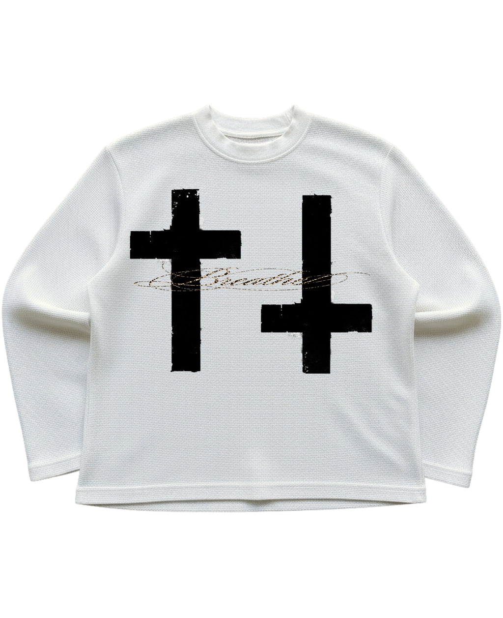 Off-white waffle knit oversized full-sleeve Front Design