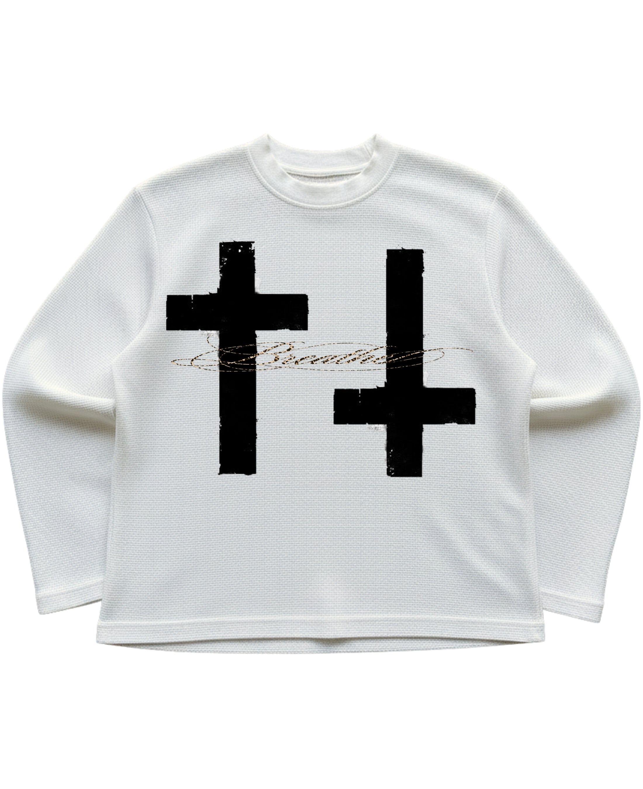 Off-white waffle knit oversized full-sleeve Front Design