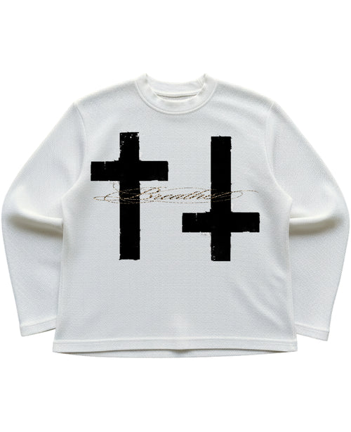 Off-white waffle knit oversized full-sleeve Front Design