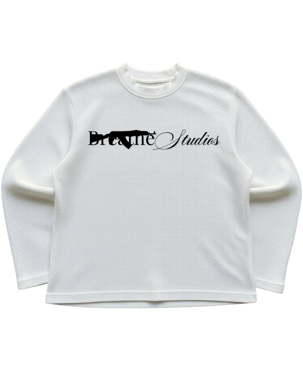 Off-white waffle knit oversized full-sleeve Front Design