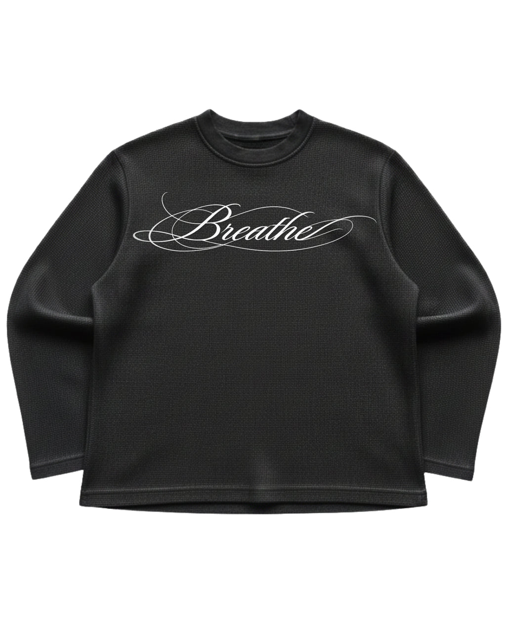 Black waffle knit oversized full-sleeve Front Design