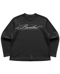 Black waffle knit oversized full-sleeve Front Design