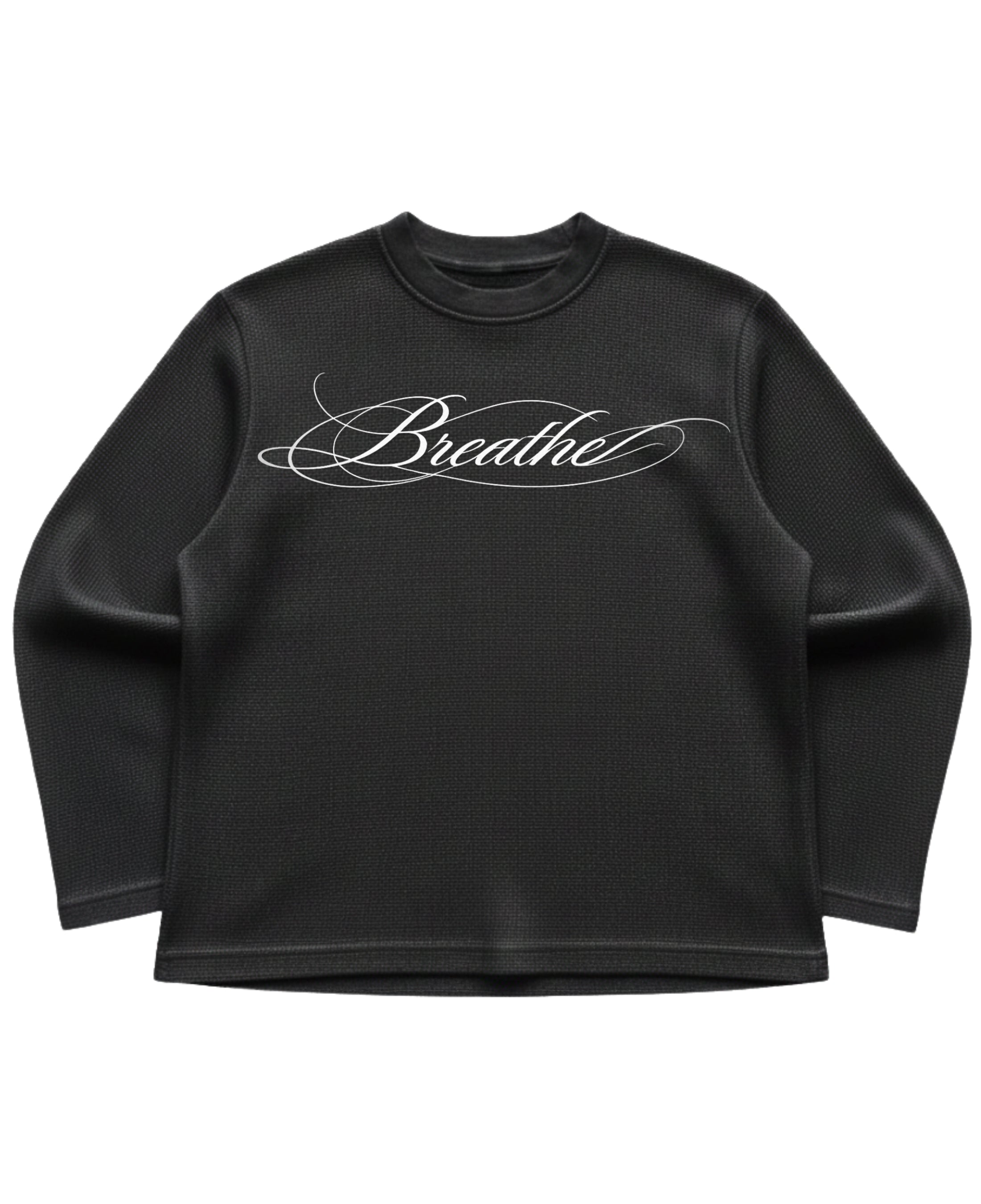 Black waffle knit oversized full-sleeve Front Design