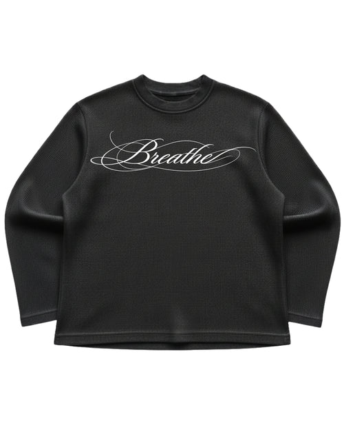 Black waffle knit oversized full-sleeve Front Design
