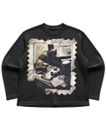 Black waffle knit oversized full-sleeve Front Design